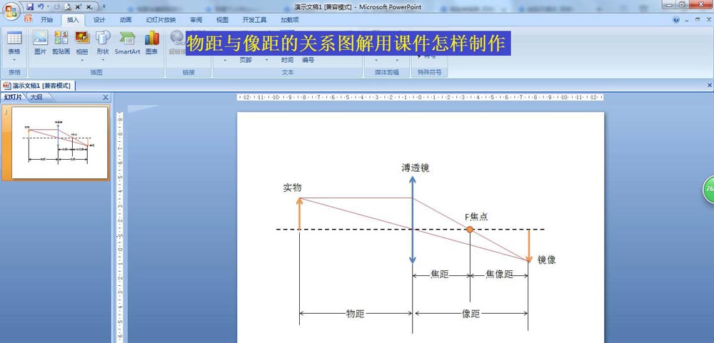 ppt怎么绘制物距与像距的关系图课件?