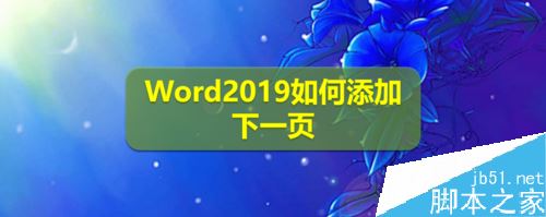 Word2019怎么添加下一页？Word2019添加下一页的三种方法