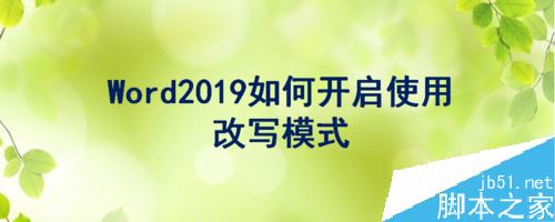 Word2019怎么启用改写模式？Word2019改写模式设置教程