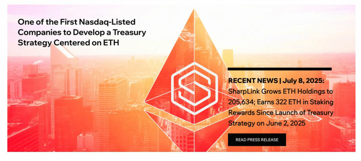 SharpLink大量增持ETH作为企业储备资产