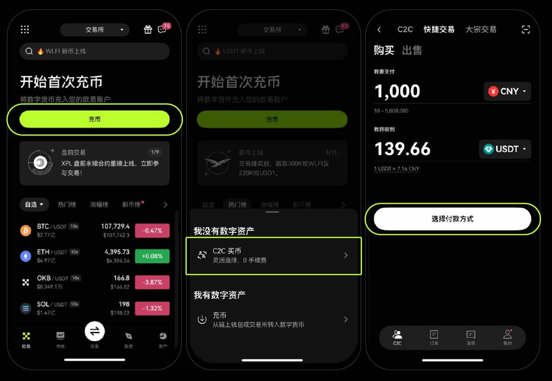 OKX C2C快捷交易流程 新手轻松下单