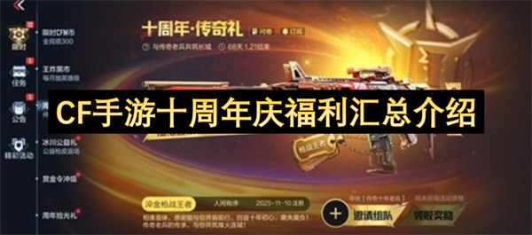 CF手游2026十周年庆福利大全 时空旅者免费领 王者之尊武器上线