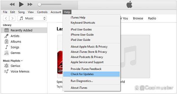 Windows版iTunes检查更新界面