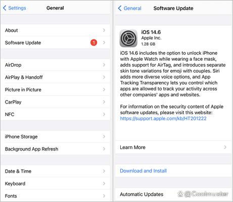 iPhone软件更新设置路径