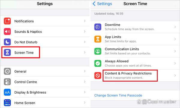 关闭iPhone屏幕时间限制设置界面