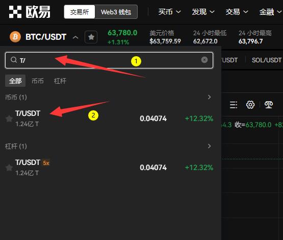 T币/USDT交易对行情图