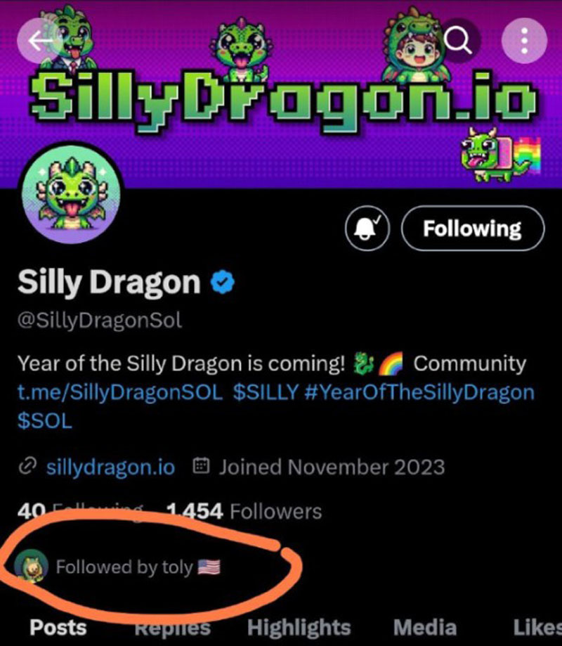 Anatoly Yakovenko转发Silly Dragon推文记录